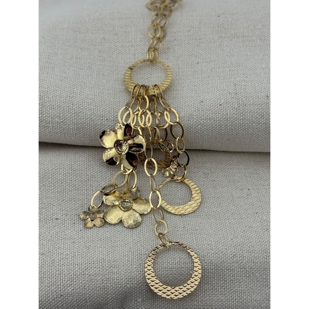 Itaor Sterling Silver 925 Italy Gold Tone Flower Dangle Necklace‎